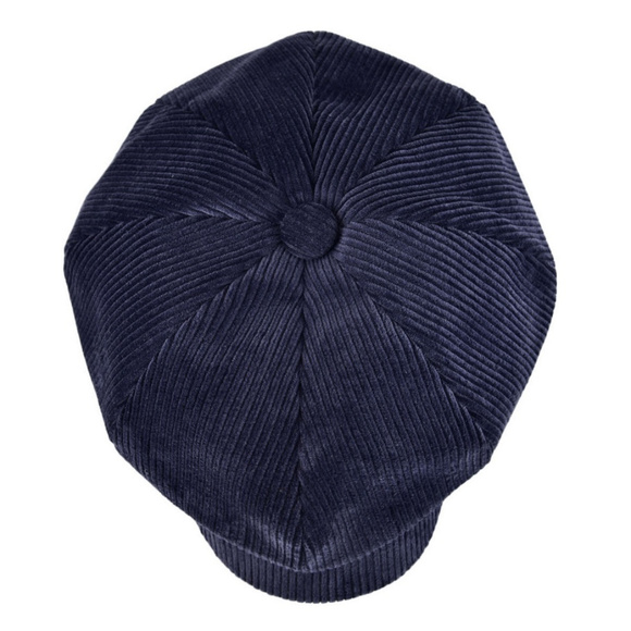 Corduroy Unisex Newsboy Hat Cap in Navy - Picture 5 of 7